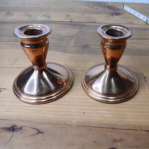 Vintage Coppercraft Guild Copper 2 Taper Candle Holders Candlesticks 4" MCM